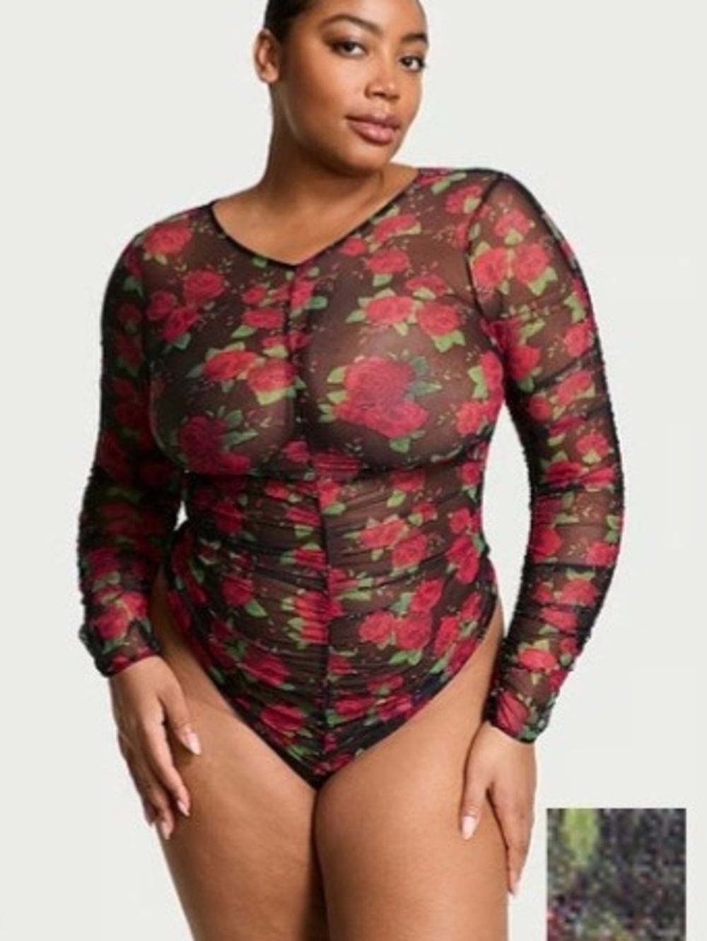 Victoria's Secret Very Sexy Rose Mesh Shirred Bodysiut